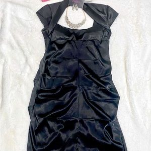 Women’s Little Black Dress in Satin Ruched Dress Size XL